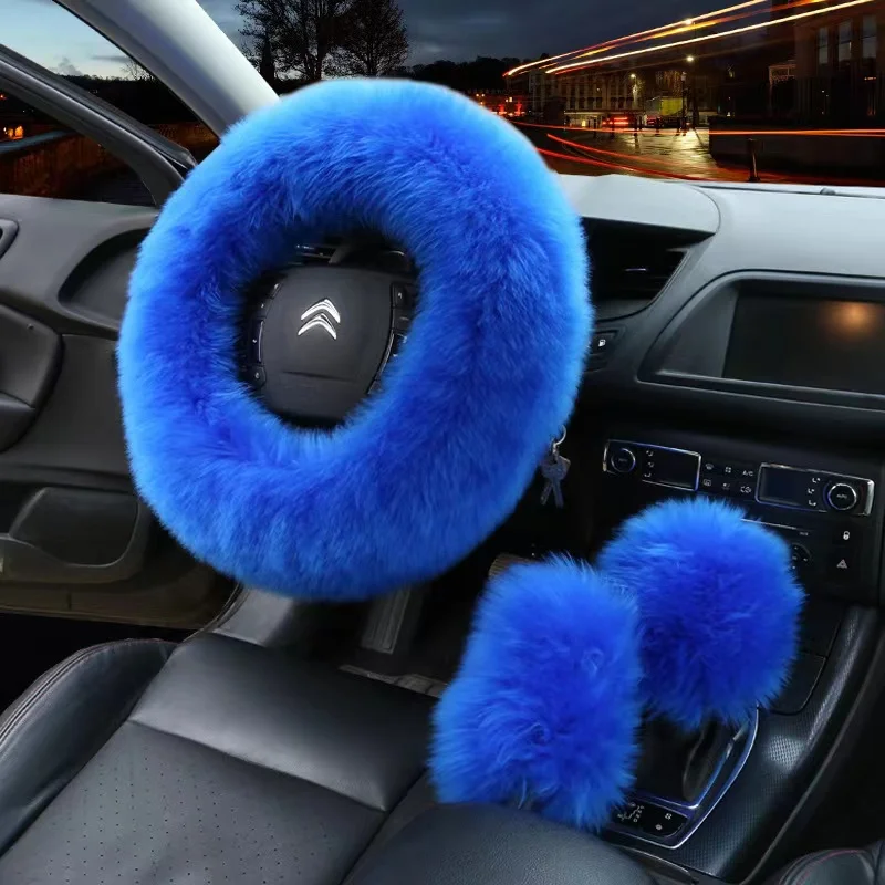 Accessories and gear cover steering wheel cover sheepskin fluffy steering wheel cover