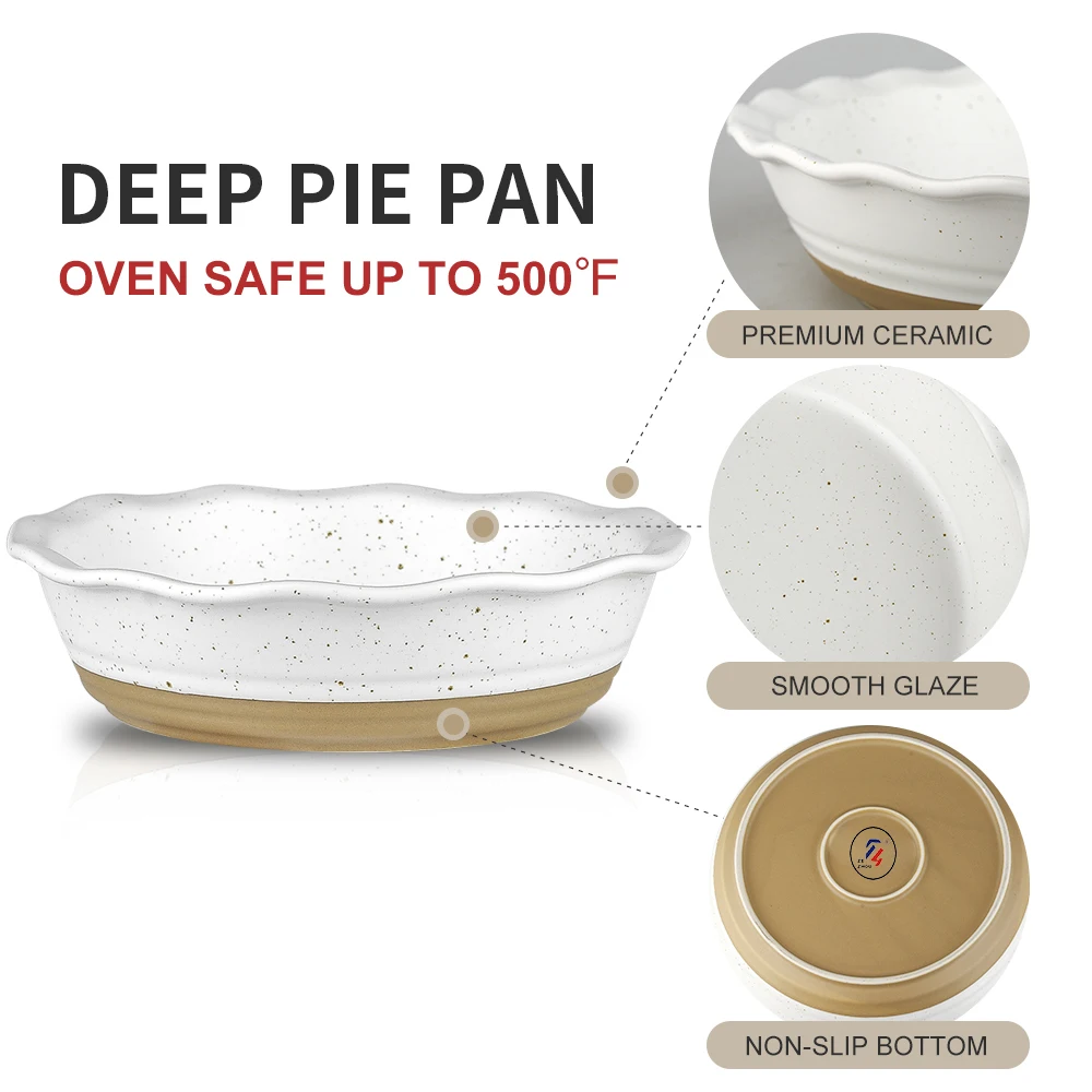 Highly Recommend Nordic Ceramic Pie Pans 10 Inch Round Baking Tray Plate For Pie Baking