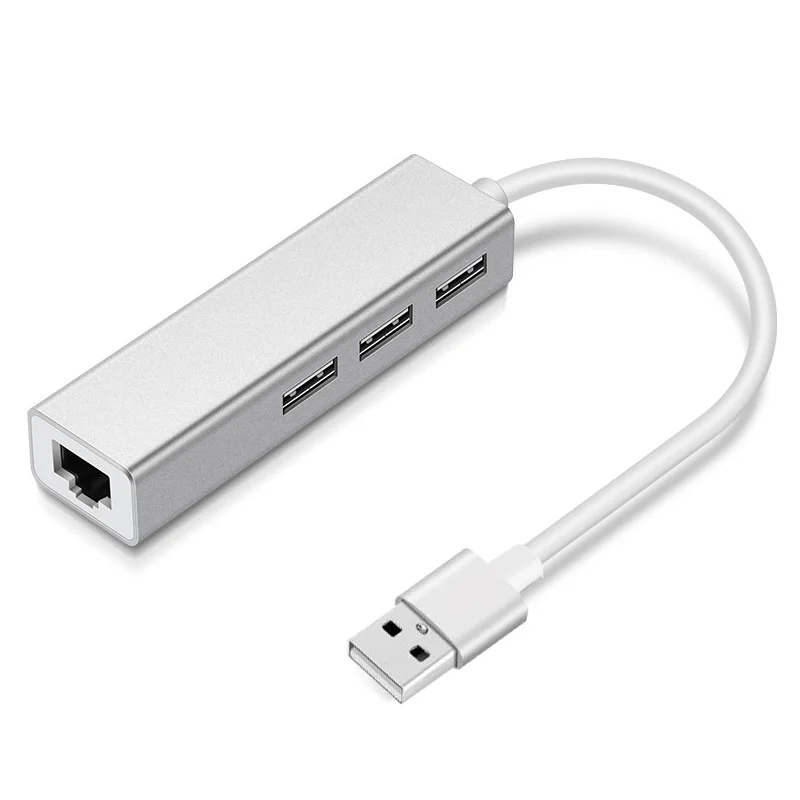 USB to Ethernet Adapter with 3 Port USB HUB 2.0 RJ45 Lan Network Card RTL8152 USB to Lan for Mac iOS Android PC