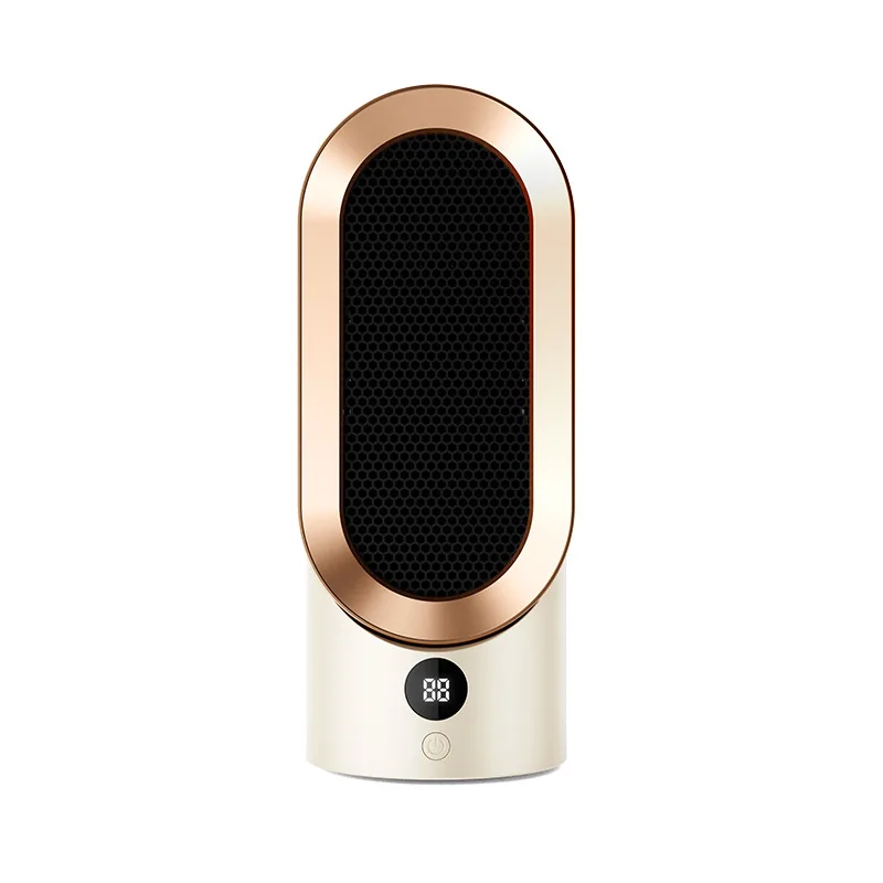 Small Smart Portable Indoor Use Desktop Tower Floor Space Air Hot Electric Fan Heater With Display For Bedroom Home Office Room