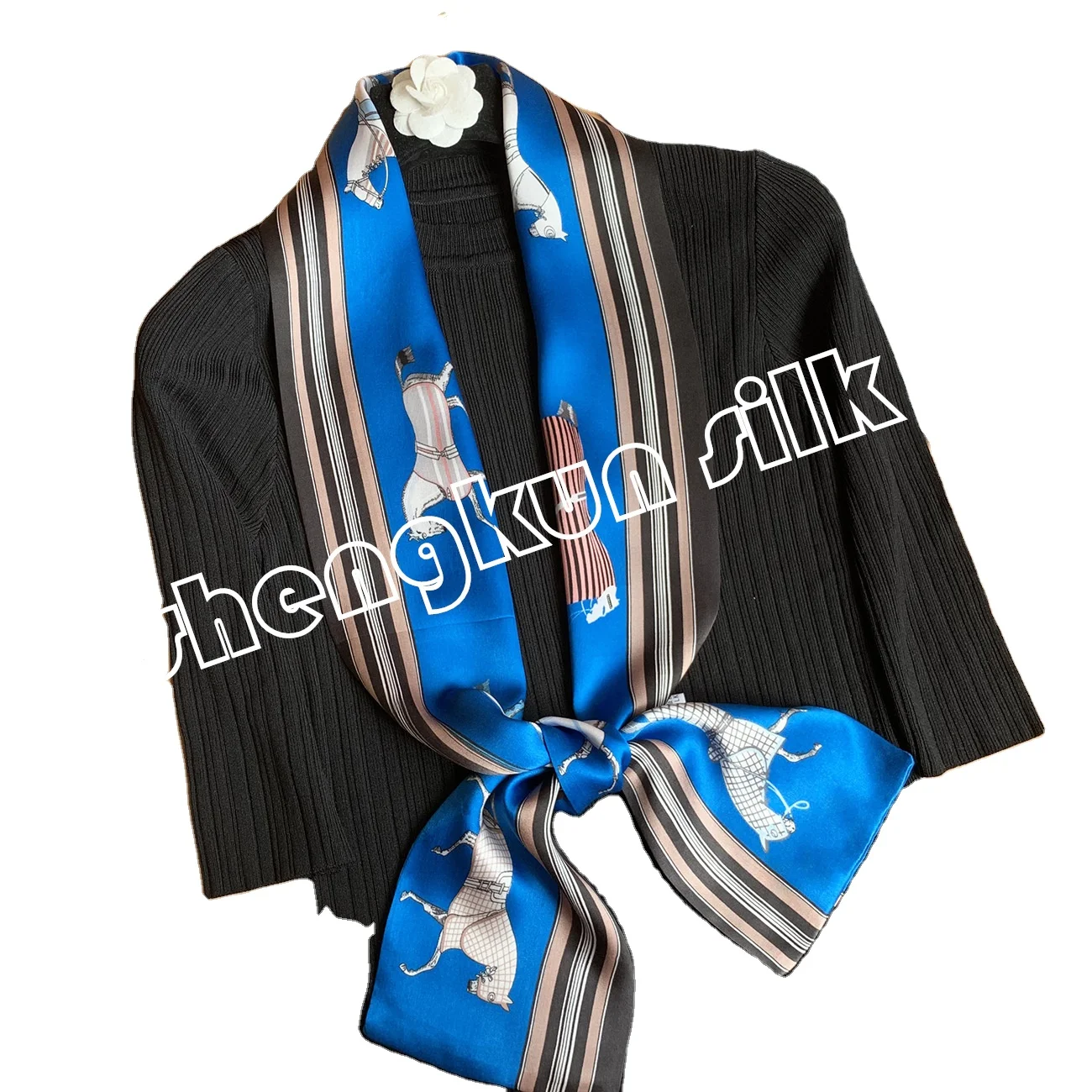 Amazon Colorful Silk  Narrow Neck Scarf Handbag Decorative Imitate Silk Scarf Hair Band Ribbon China Manufacturer over 20 years