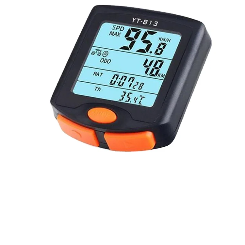 YT-813 водонепроницаемый велосипедный компьютер беспроводной горный велосипед велосипедный одометр секундомер светодиодные цифровые часы