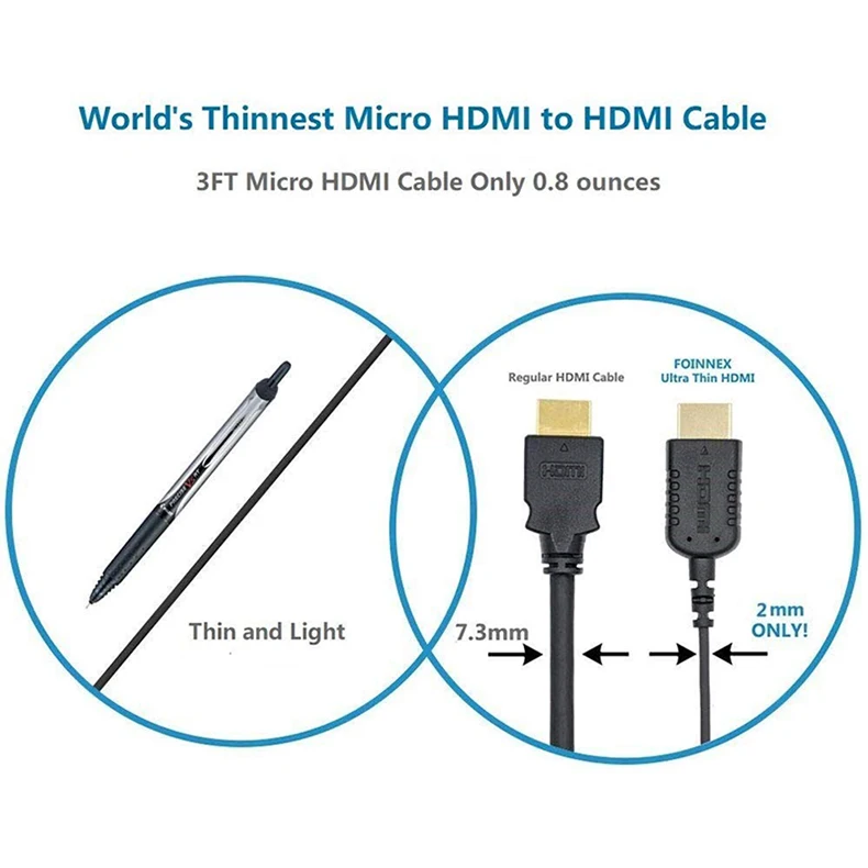 4k 60Hz 30Hz HDMI D to A Cable webcam hdmi camera monitor hdmi with OD2mm OEM ODM Support
