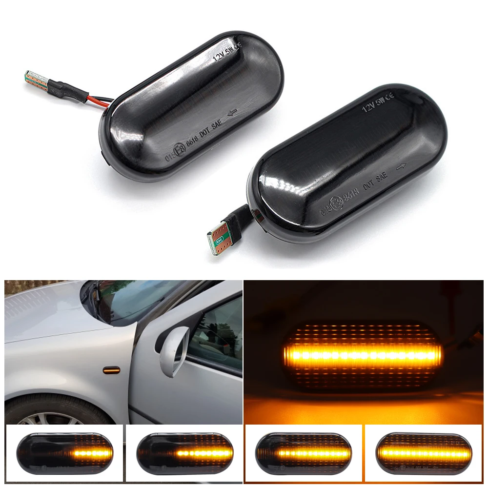 6 solutions Sequential Smoke side marker indicator repeaters lights For VW Transporter T5 Passat B5 Polo Ford Focus SEAT