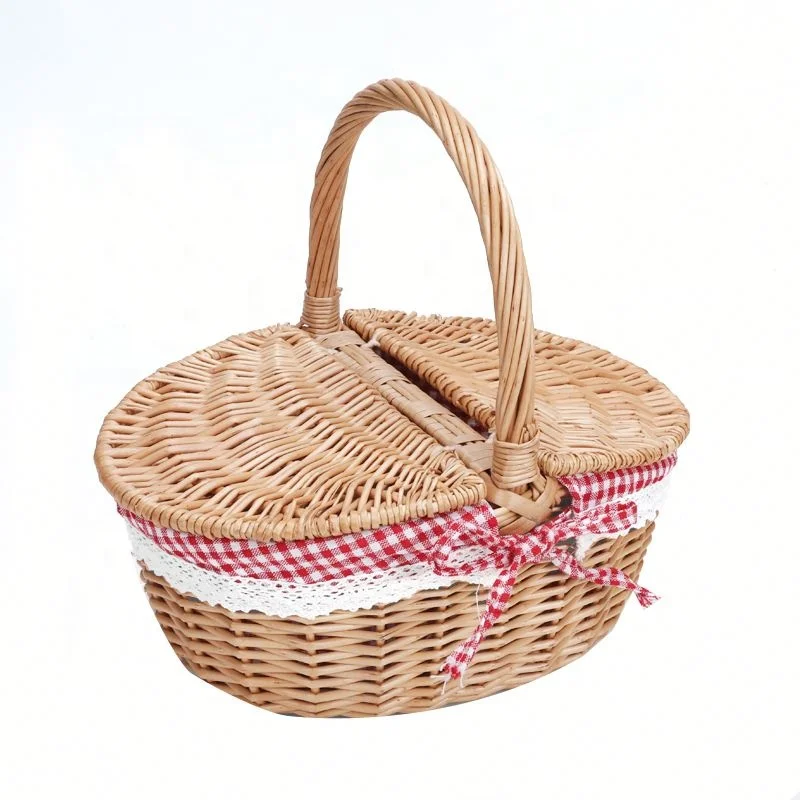 Oval Gift Willow Bread Handmade Wicker Storage Basket With Handle