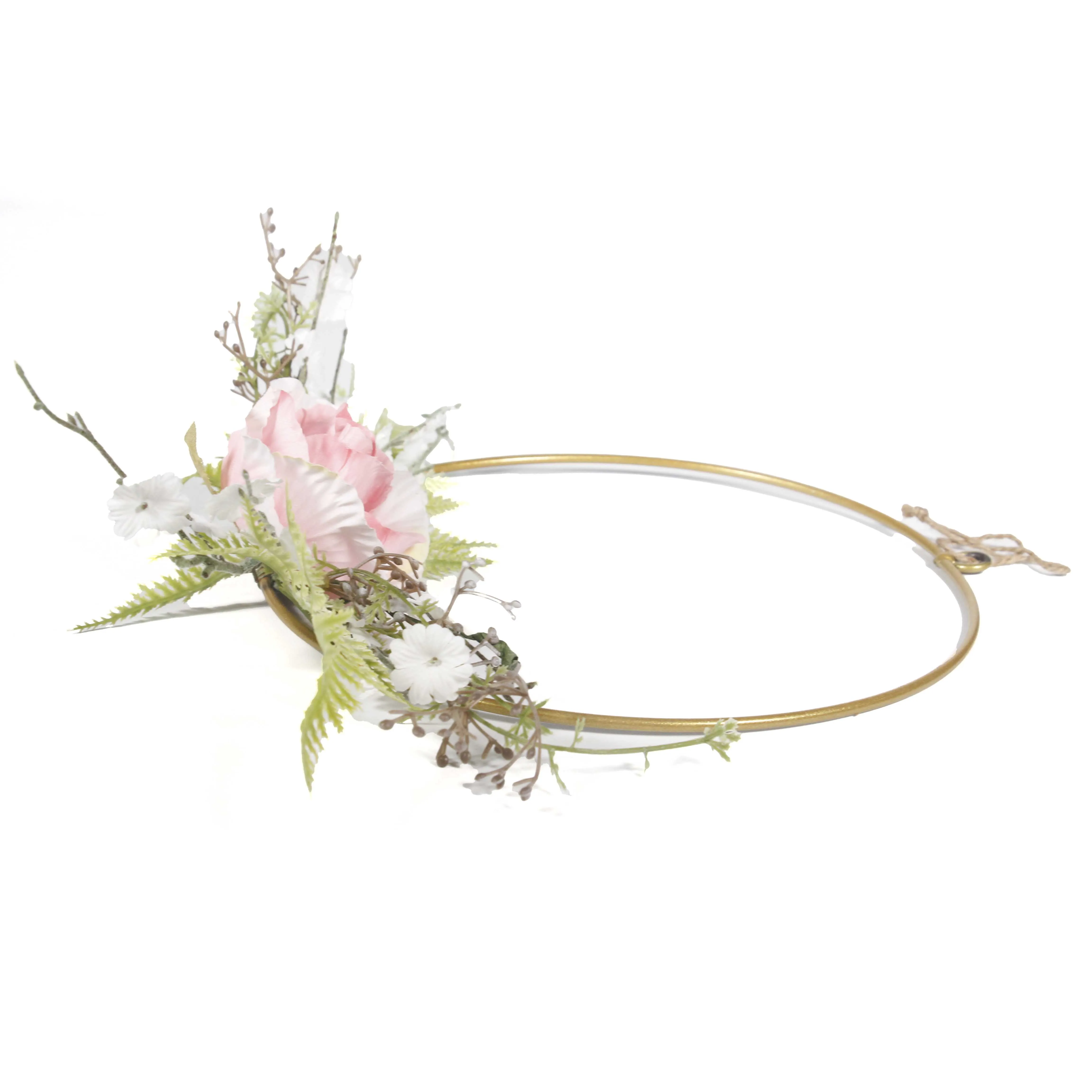 Wholesale Holiday Festival Wedding Artificial Flower Hoop Wreath Metal Hoop Garland Hanging for Front Door Backdrop Wall Rose