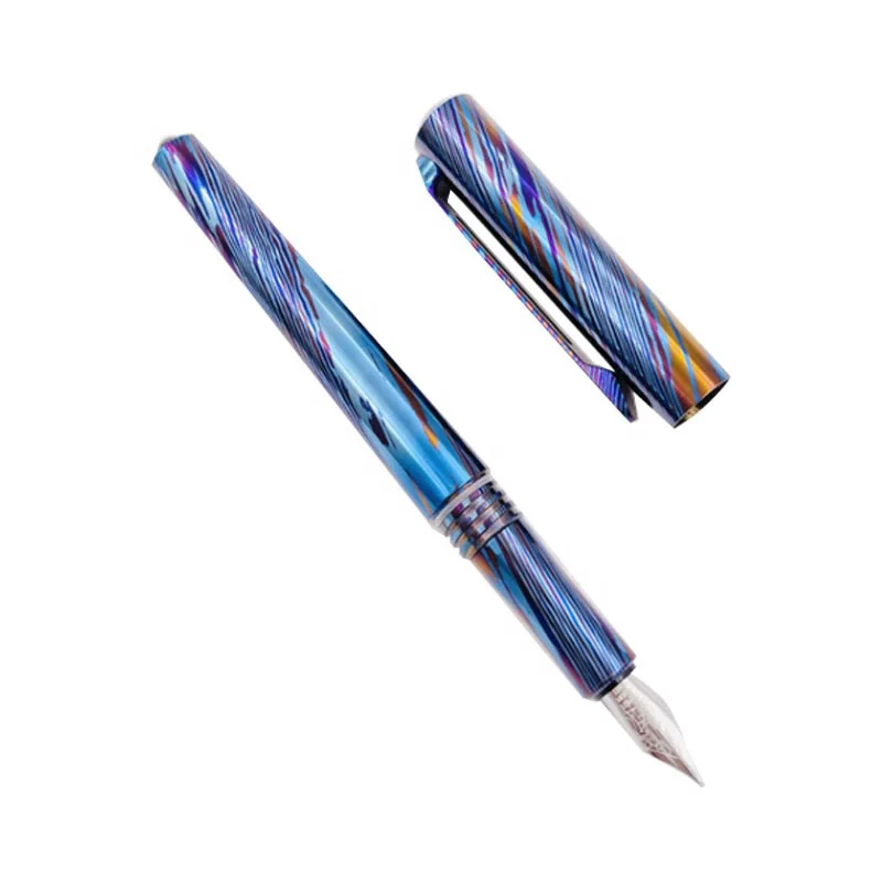 Titanium Fountain Pen Extra Fine Nib Classic Design with Converter and Metal Pen Box
