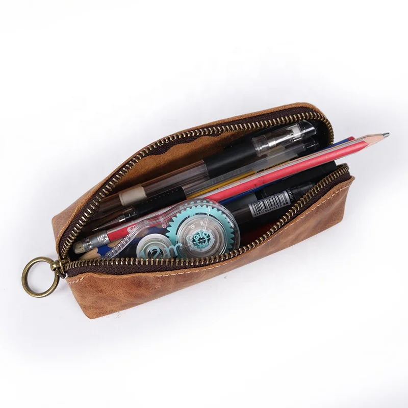 CHANGRONG Custom Artists Home Work Office Leather Pencil Case Pencil Bag Pouch With Zipper Pen Holders