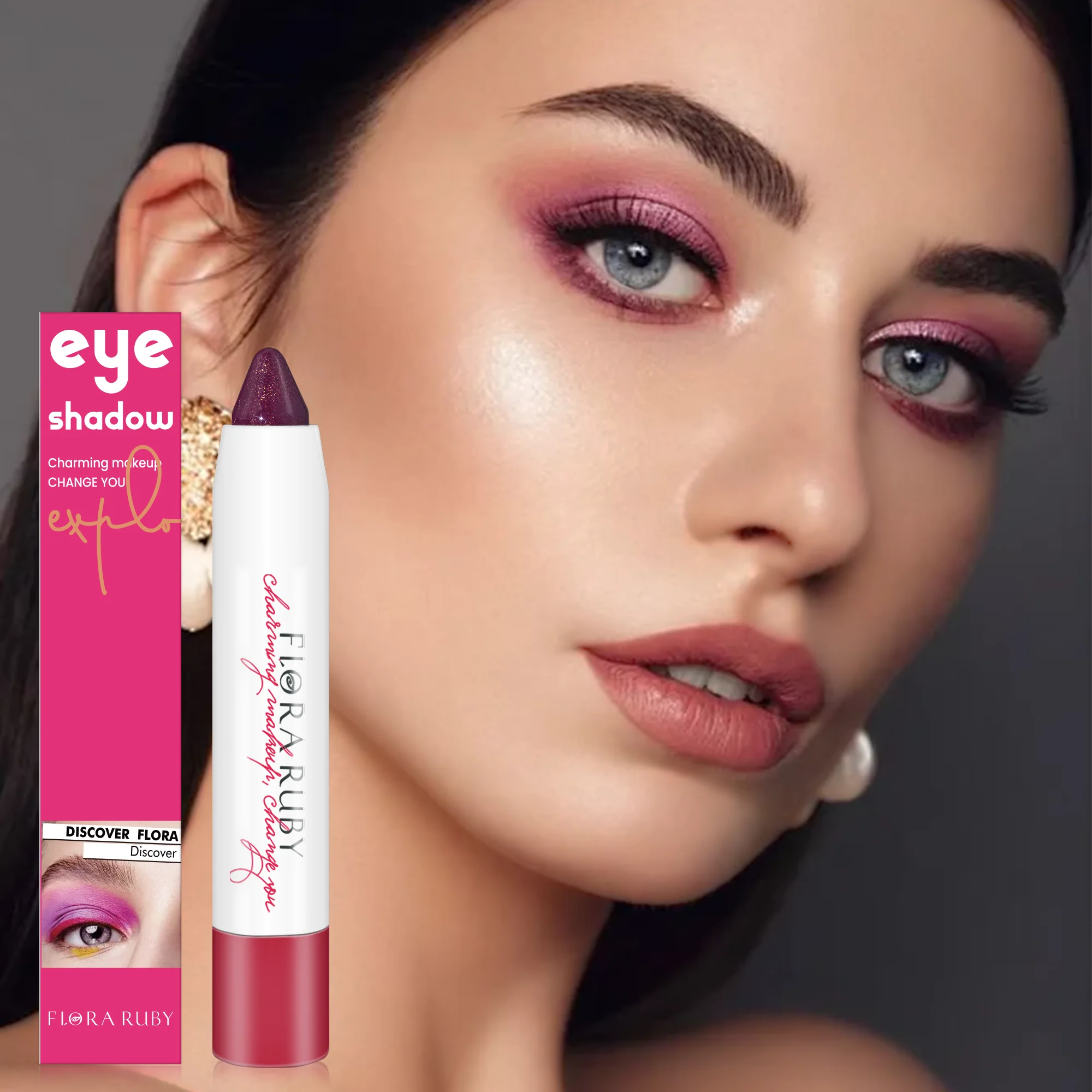 High Quality Korean Matte Color Eye Shadow Pen Pencil Shimmering Metallic Glitter Eyeshadow Stick in Pearl Dark Bright Red