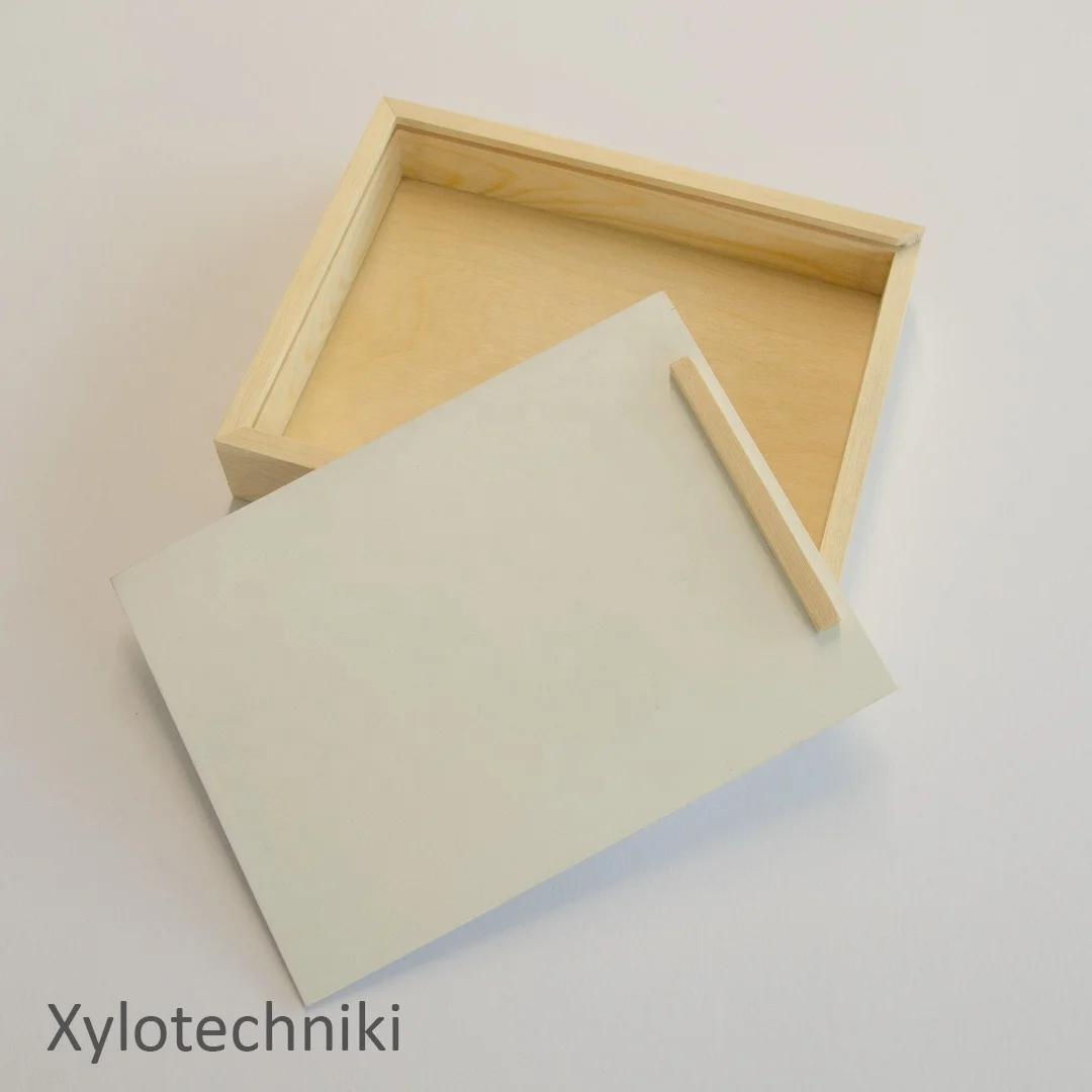 Wood crafts natural wooden box with slide lid simple design