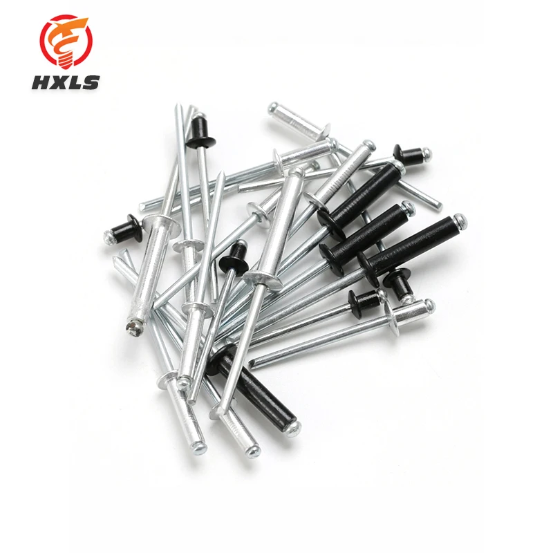 Factory supply 3.2mm 4mm5mm6.4mm round head steel black open type steel  aluminium blind rivets pop blind rivets