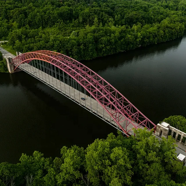 Prefab Steel Tubular Truss Arch Bridge Half Though Concrete Filled