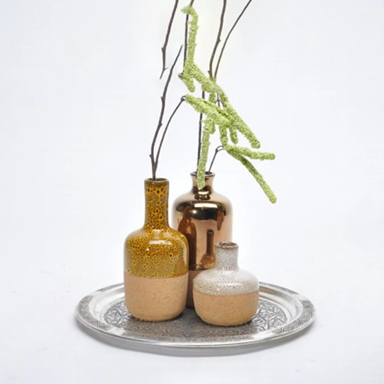 Eco friendly galvanized design small size ceramic gold vase wholesale flower vases