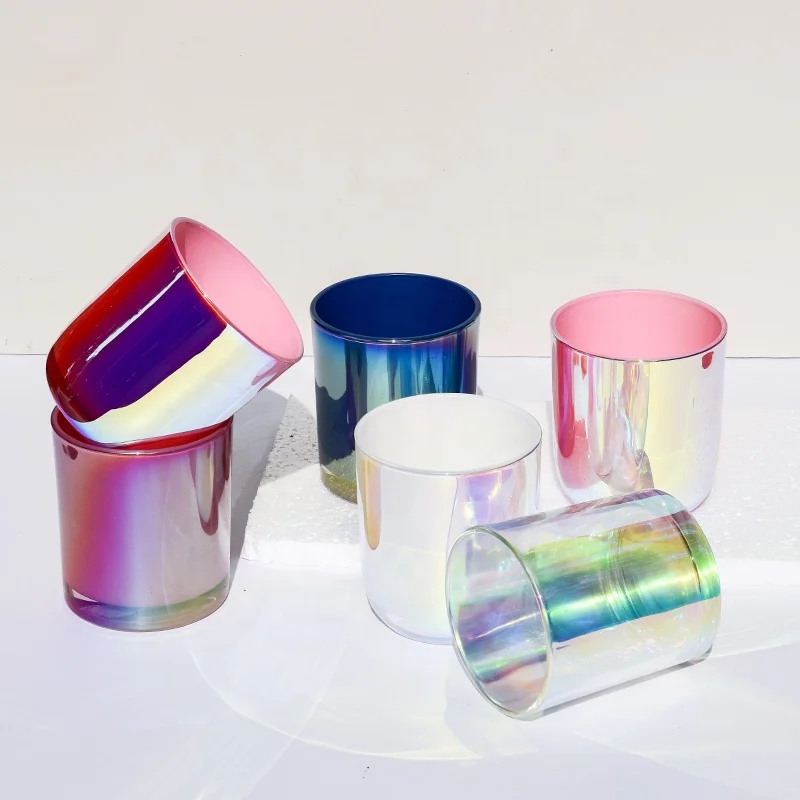 Pink 10 oz Iridescent Candle Making Empty Candle Jar Container Vessel Pink Iridescent
