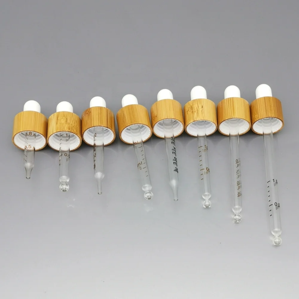 bamboo dropper glass pipette black rubber top 18 mm wood bamboo cosmetic dropper for essential oil cosmetic package