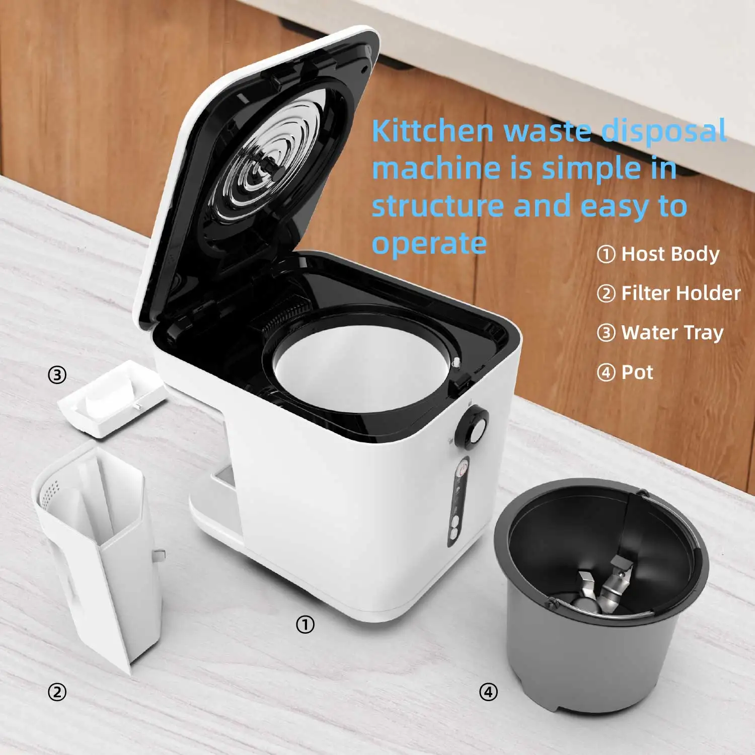 Odor-free Deodorant Garbage Collector Small Processor 11 Electric 12 Stainless Steel 500W