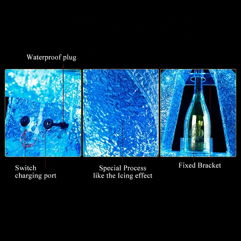 Creative Ace of Spades clear ice rock Acrylic wine lights base Wedding bar nightclubs rack Champagne bottles Display holder