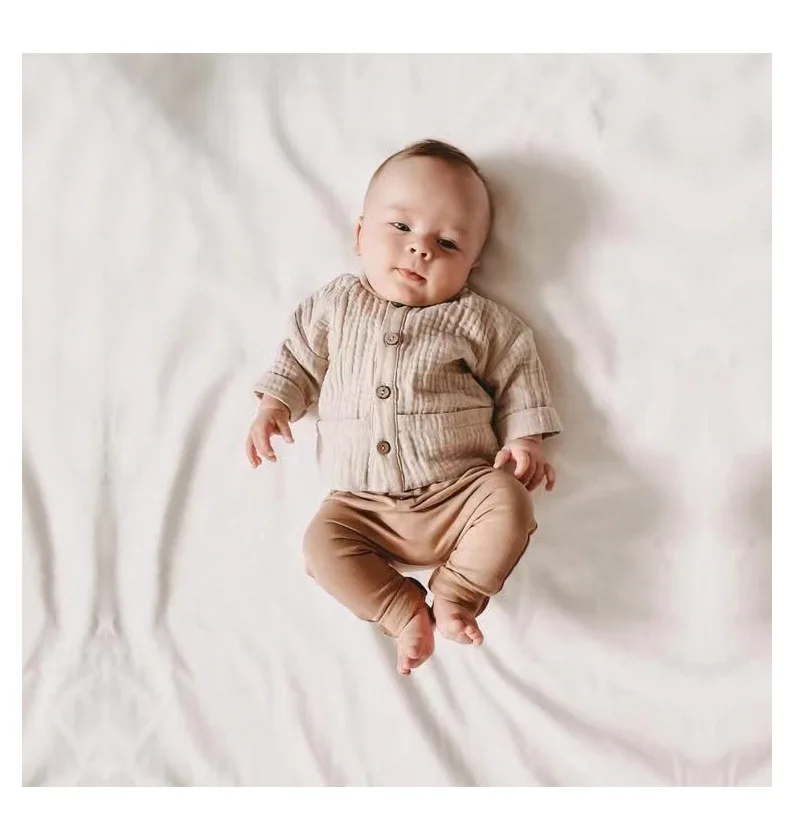 Hongbo Newborn French Terry Fabric Boys Girls Baby Sweatsuit Sweatpants Clothing Set Unisex Baby Apparel Sets