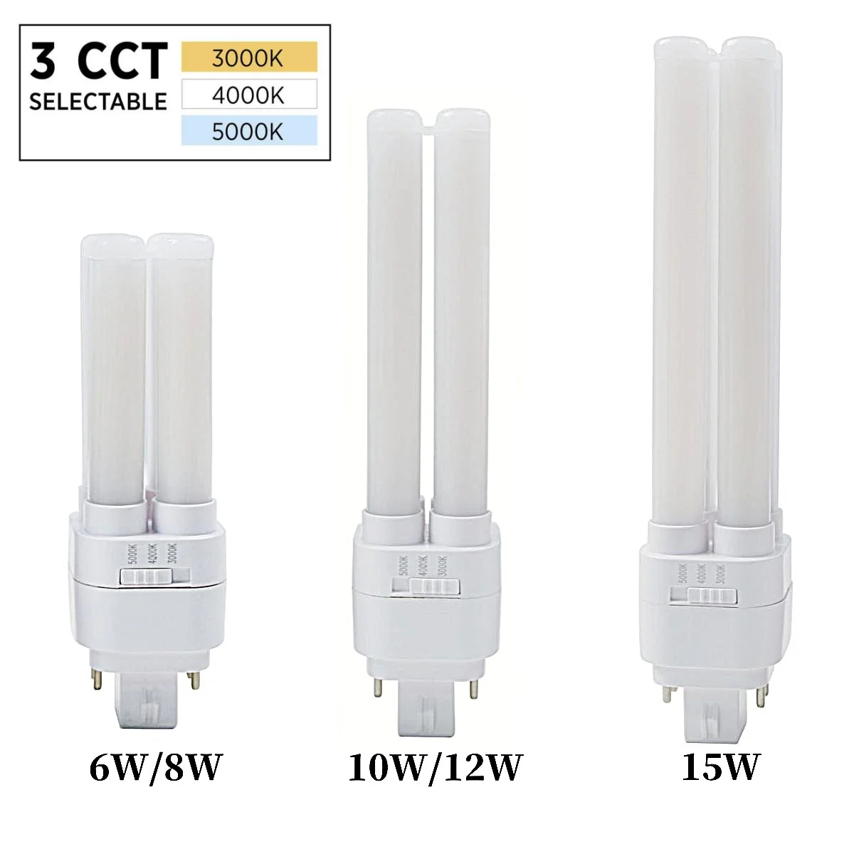 High efficient 3 CCT Selectable retrofit plug-and-play 2Pin E27 G23 G24 GX24 replace CFL Bulb 6w 8w 10w 12w 15w LED Bulb