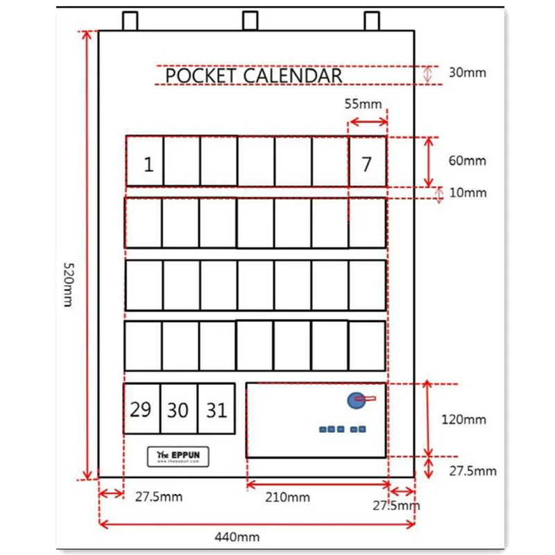 Wholesale Nordic Mini Pocket Card Hanging Bag Small Storage 31 Bags Check in Registration Date Small Organizer