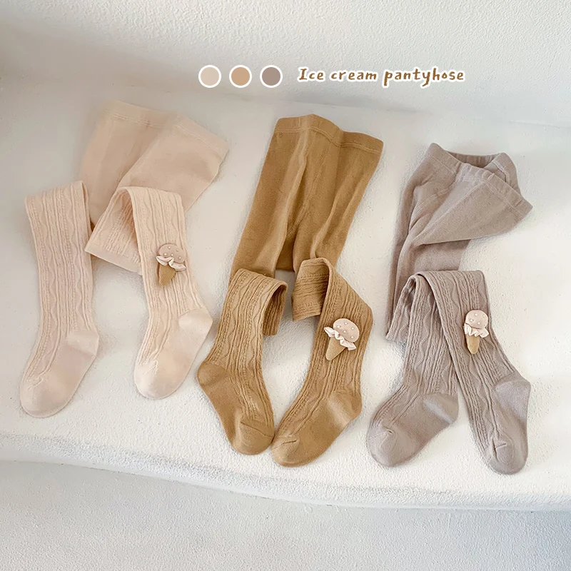 High Quality Girls Pantyhose Princess Breathable Soft Cotton Knitted Socks Icecream Leggings Socks for Kids