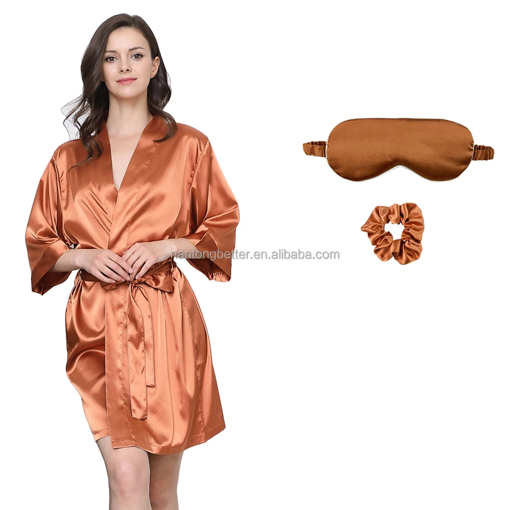 Женское шелковое атласное платье-кимоно для невесты