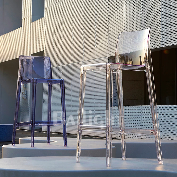 Best Selling plastic PC clear crystal stackable club chair vintage bar stool