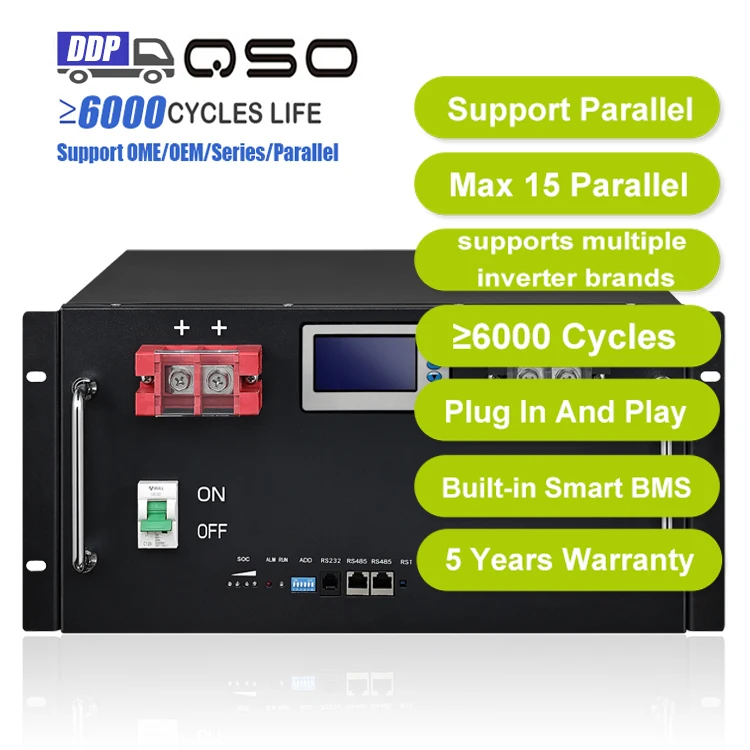 Qishou Europe Warehouse Server Rack Mount Life Po4 48 V 51.2V 100Ah Lifepo4 Akku Batteries Lithium De 48V 200Ah For Solar System