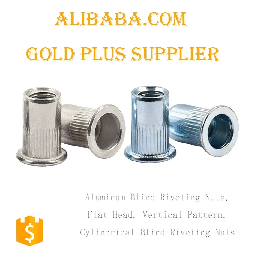 ALUMINUM  RIVETING NUTS FLAT HEAD VERTICAL PATTERN CYLINDRICAL BLIND RIVETING NUTS FOR PLATE