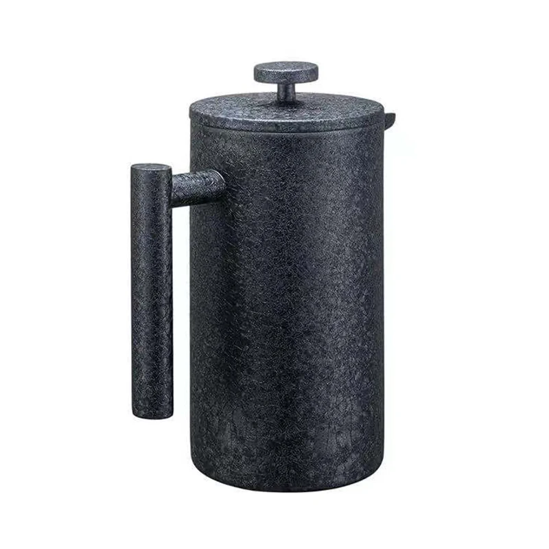 Custom Logo Black Coffee French Press Maker With Ice Flower Paint Outside