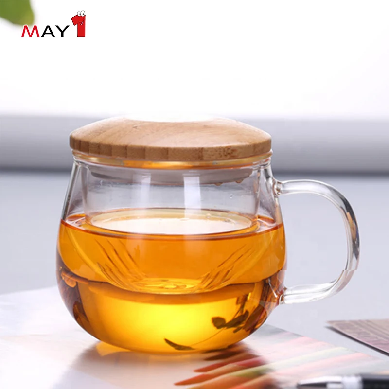 bpa free borosilicate thermo glass with infuser tea cup