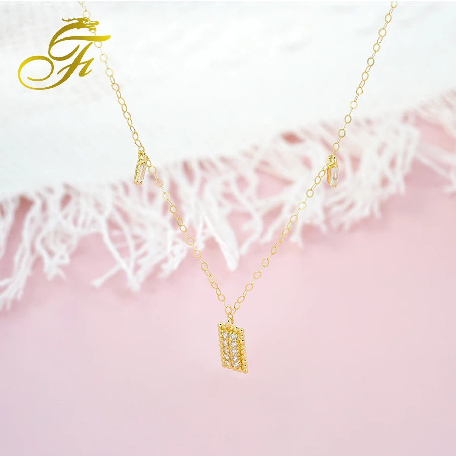 Customized Real 9K 14K 18K Name Necklace Jewelry square zircon choker wholesale price crystals fine jewelry beauty necklaces