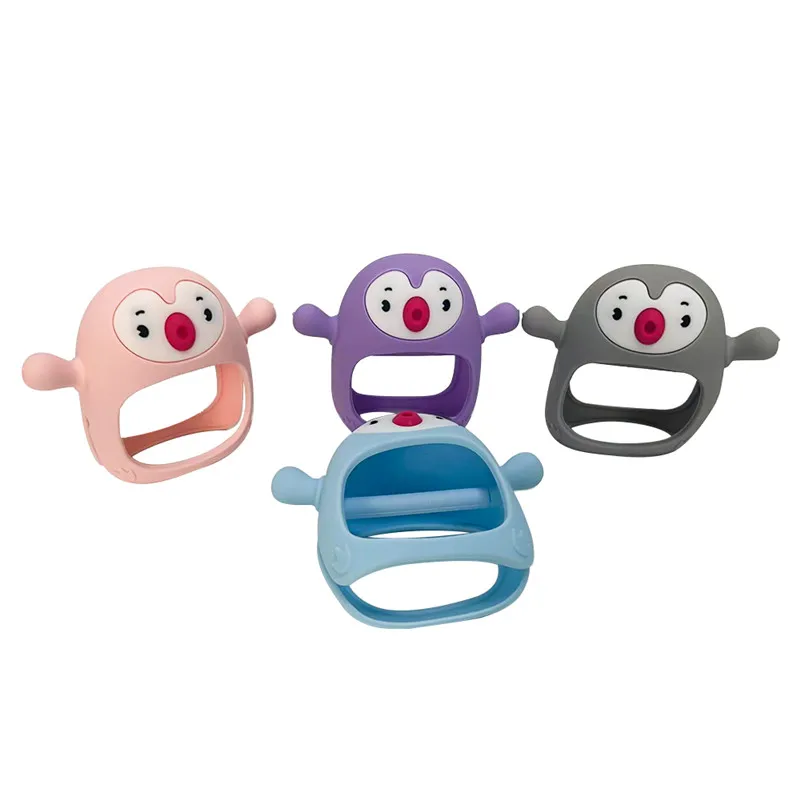 Hugebirds Penguin  Baby Teething Toys Silicone Teethers for Babies 0-6 Months No Drop Chew Toys Baby Hand Teethers