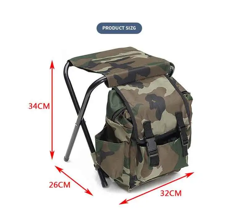 Custom Logo Portable Outdoor Camping Fishing Chair Folding Seat Large Capacity Lightweight Chair Bag with Backpack