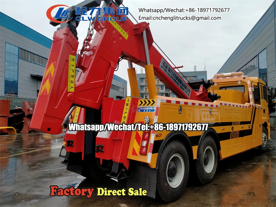 Shacman Heavy Duty 6x4 10 Wheel 25-30ton Road Towing Wrecker Truck With Two 25 Tons Winches