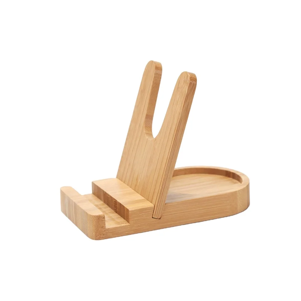 Bamboo Kitchen Accessories Wooden Pot Lid Spoon Rest Cook Book Rack Mobil Phone Holder Pad Display Stand Storage Organizer