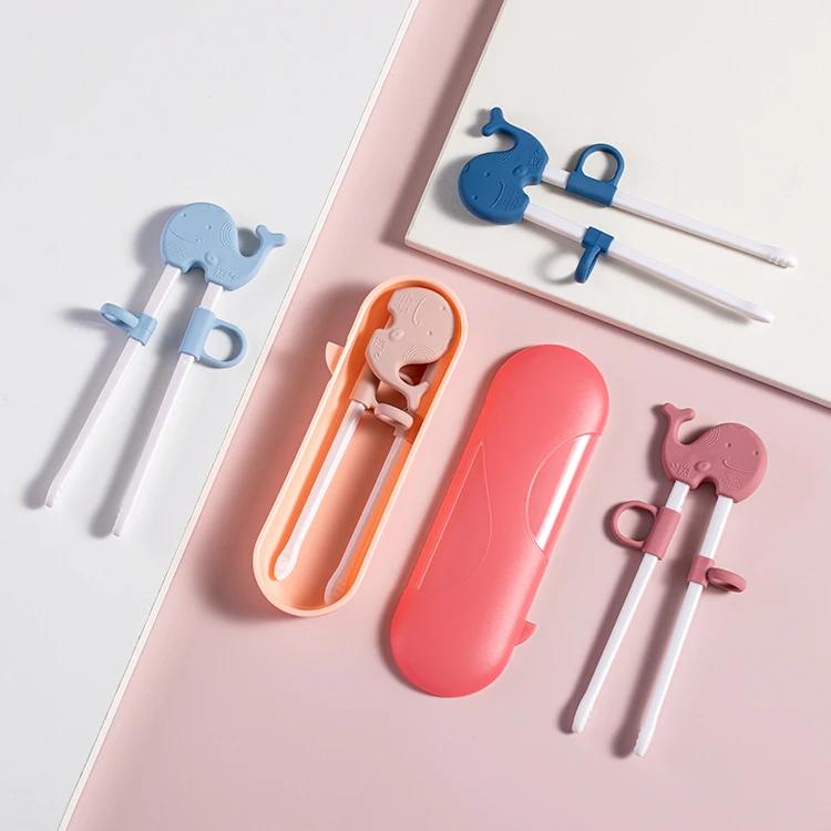 Eco friendly Silicone Kids Learning Cartoon Reusable Travel Toddler Children Baby Kids Chopsticks Training Set for Kid