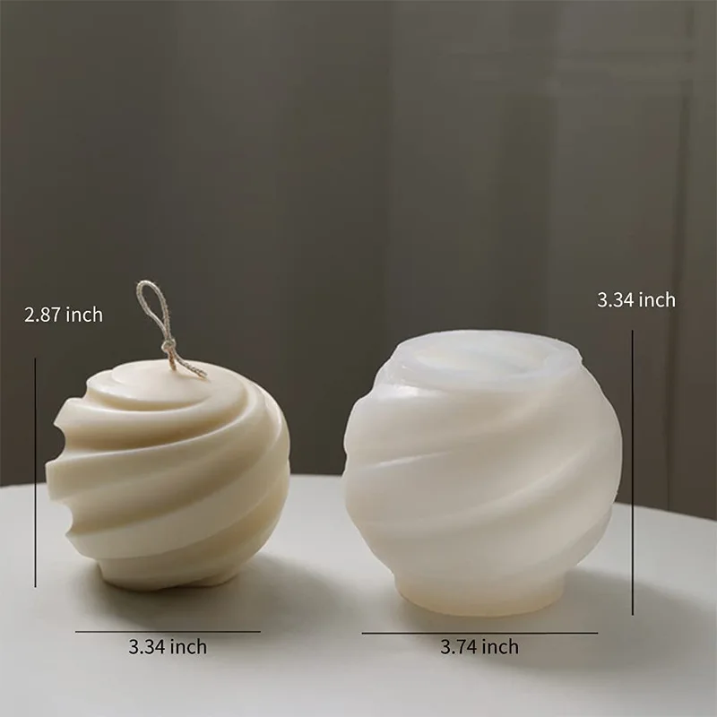 Manufacturers Spot 3D Irregular Aroma Candle Three-dimensional Twisted Ornaments Geometric Circular Spiral Ball Silicone Mold