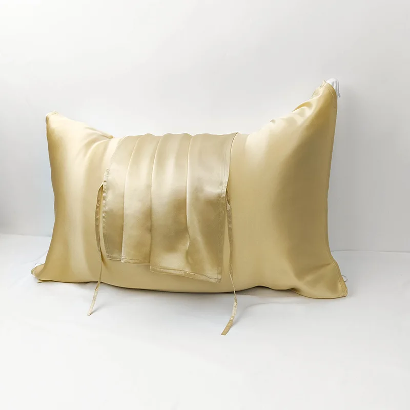 Custom Logo 100% Mulberry Slip Silk Pillowcase 22 Momme 6A Natural Solid Pattern with Gift Box for Home Hotel Hospital Use
