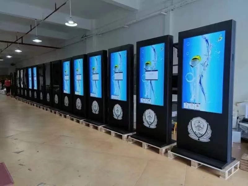 Outdoor Waterproof IP 65 Anti-collision Market Gate Guide Lcd Advertising Touch Screen Display High Brightness 55 65 Inch Black