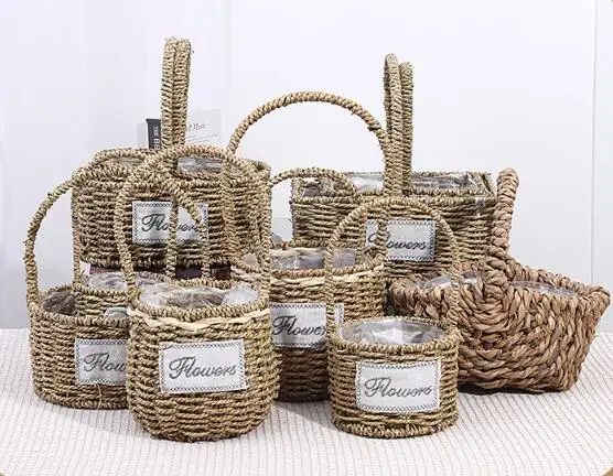 Hot Sale Round Shape Hanging Flower Metal Wire Grass Baskets For Home Decoration Gift Hamper Gift Basket
