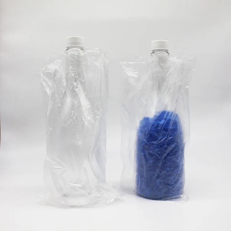 750ml transparent  PET plastic champagne  bottle with custom stickers for food packaging