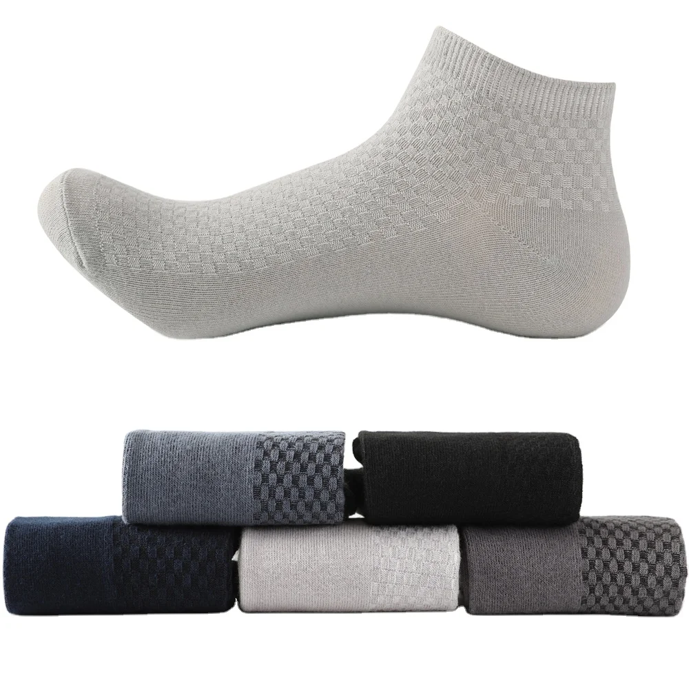 Wholesale bamboo socks breathable white crew ankle little grid luxury absorb sweat dress work bambu socks for men