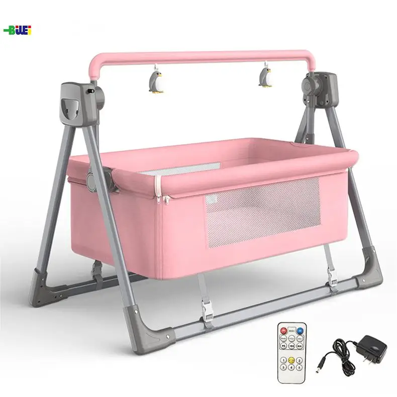 Modern 3-in-1 Adjustable electric alloy Baby bed Bassinet Rocking Infant Bedside Crib for Newborn for Living Room Bedroom Use