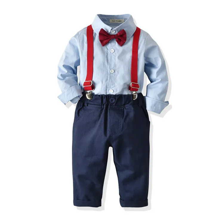 
Boys Formal Clothing Sets Shirt + tie + suspender trousers baby boys gentleman suit kid boy clothes set 