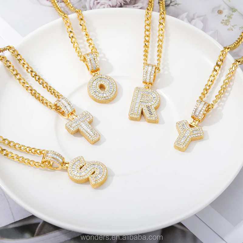 Ice Zircon CZ Rhinestone Initial Necklaces Micro Set necklaces-for-lady Trendy Necklace Jewelry Wholesale Dropshipping