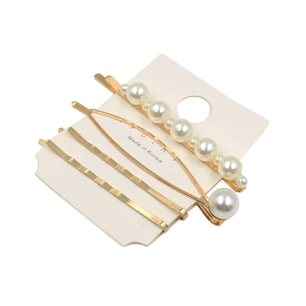Pearl hairpin gold and silver hair accessories clip unique pearl hair barrettes