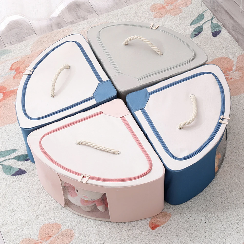 4 Set Foldable Multi-functional Corner Fabric Organizer Storage Boxes With Window