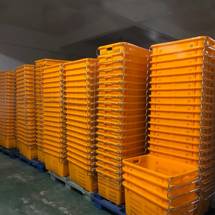 Light Ventilated Plastic Crates With Metal Handles Plastic Crate Nestable
