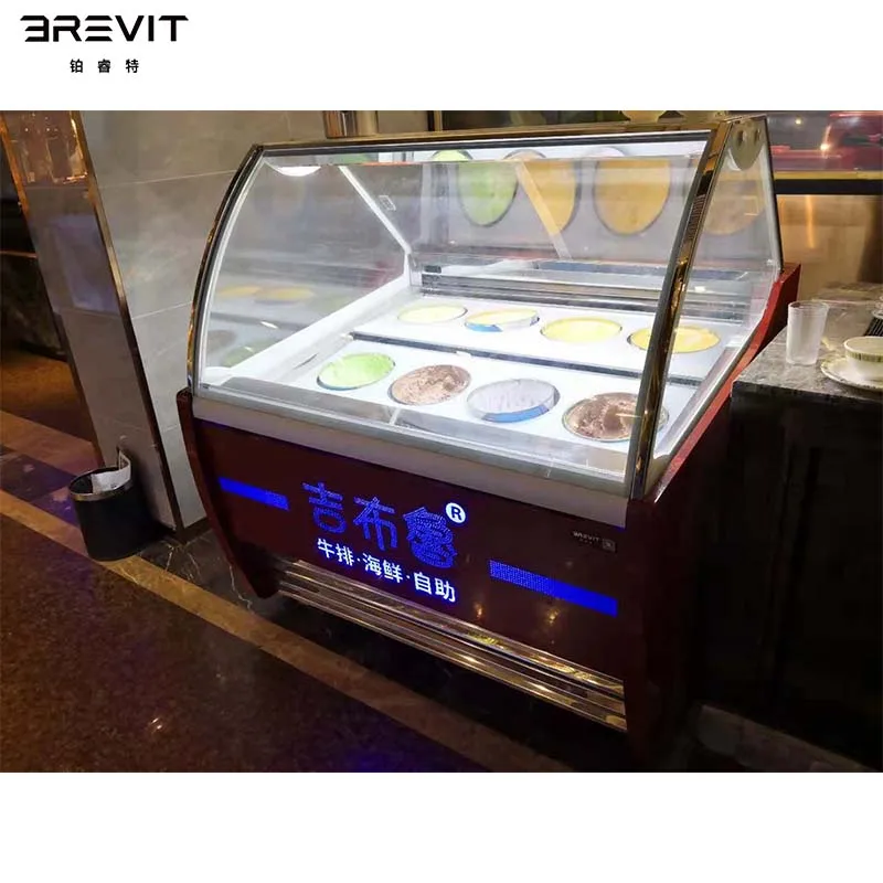 BREVIT коммерческие вентилируемые ложка для мороженого демонстрационный Морозильник Мороженое прилавок-витрина